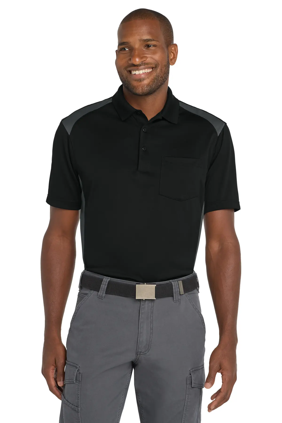 CornerStone Select Snag-Proof Two Way Colorblock Pocket Polo.