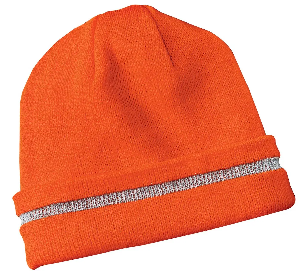 CornerStone - Enhanced Visibility Beanie with Reflective Stripe. in Safety Orange/ Reflective