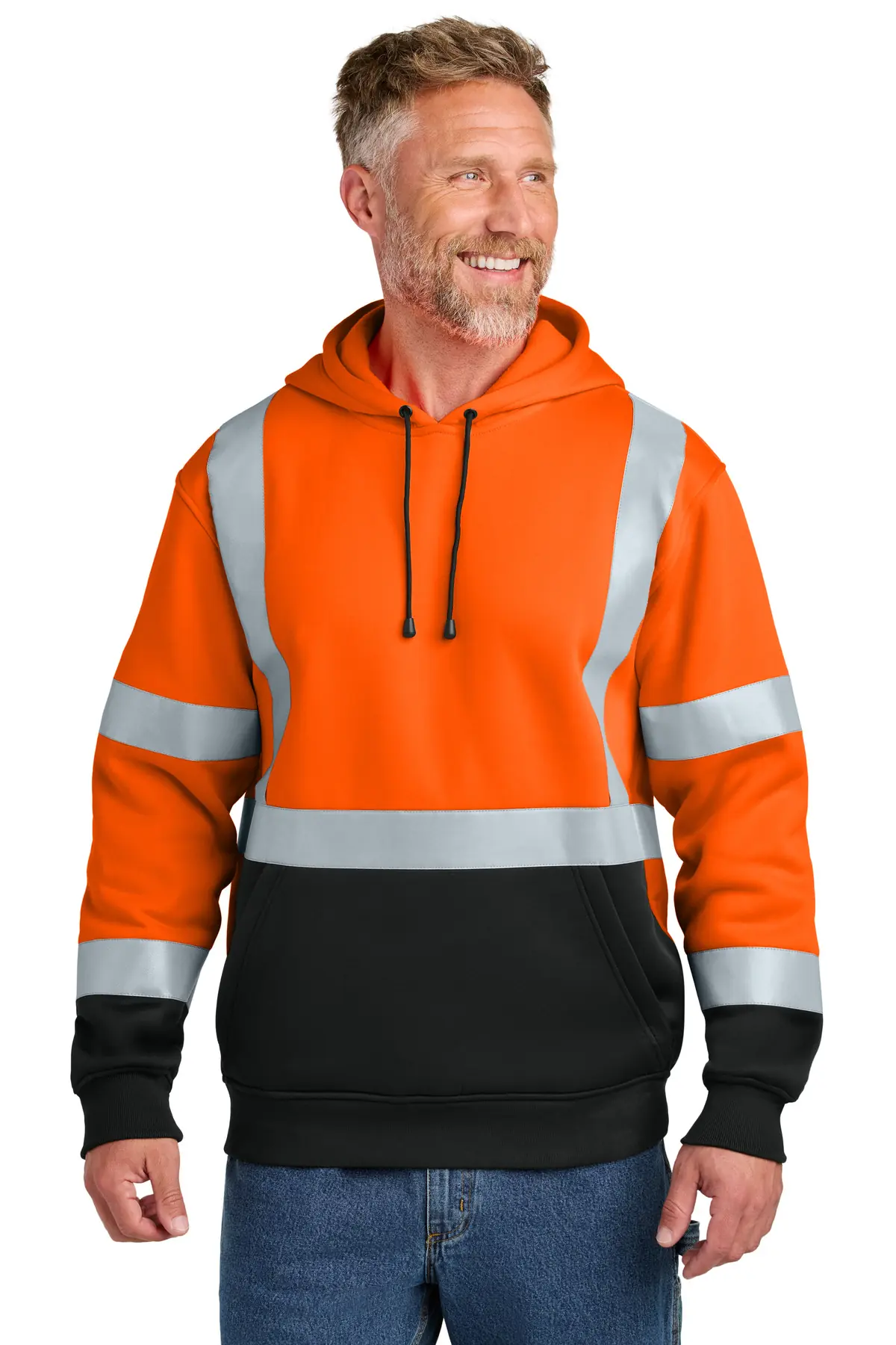 CornerStone ANSI 107 Class 3 Heavy-Duty Fleece Pullover Hoodie in Safety Orange