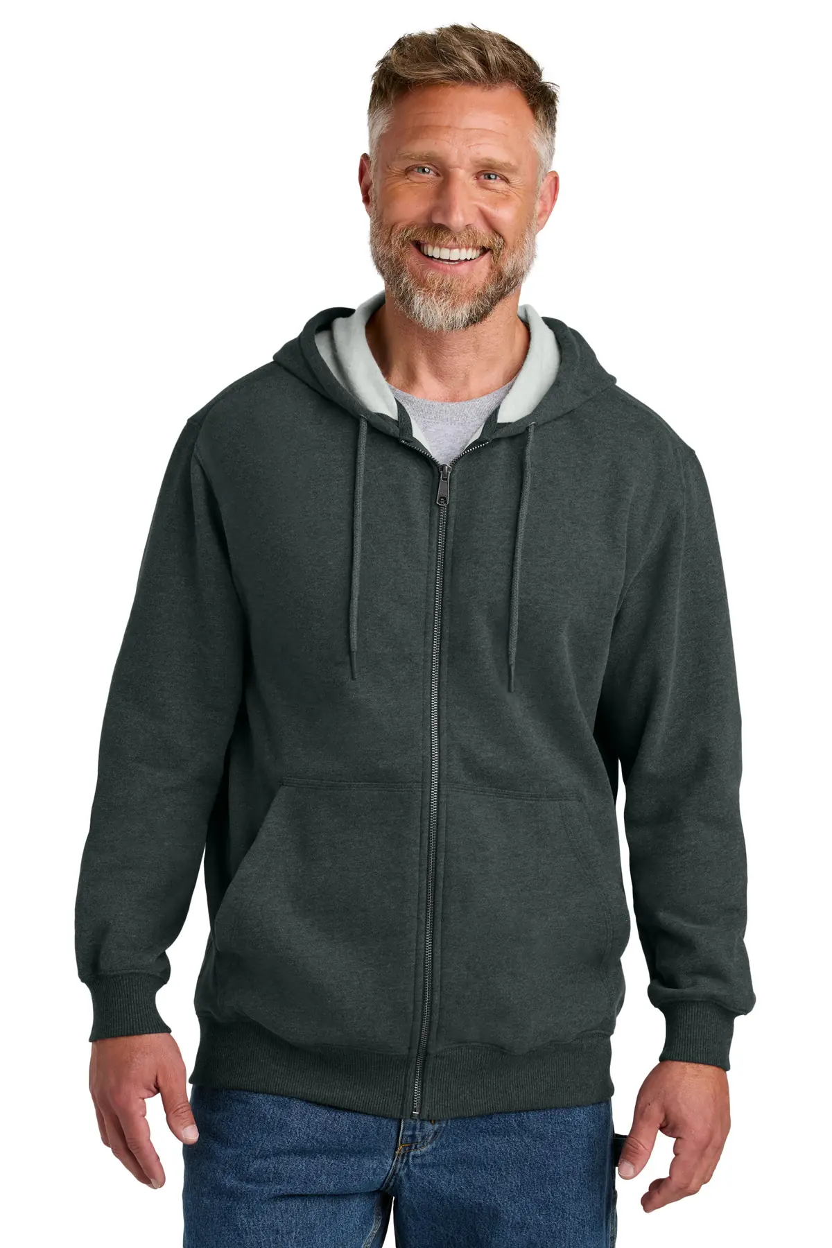 CornerStone Tough Fleece Full-Zip Hoodie in Charcoal Heather
