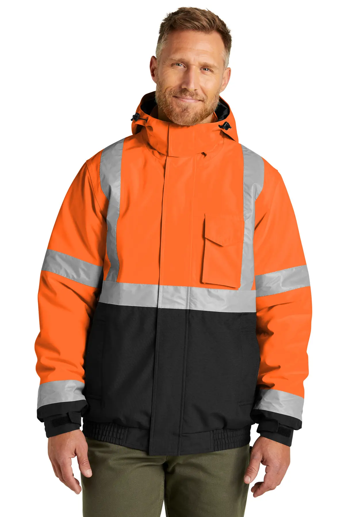 CornerStone ANSI 107 Class 3 Economy Waterproof Insulated Bomber Jacket in Safety Orange