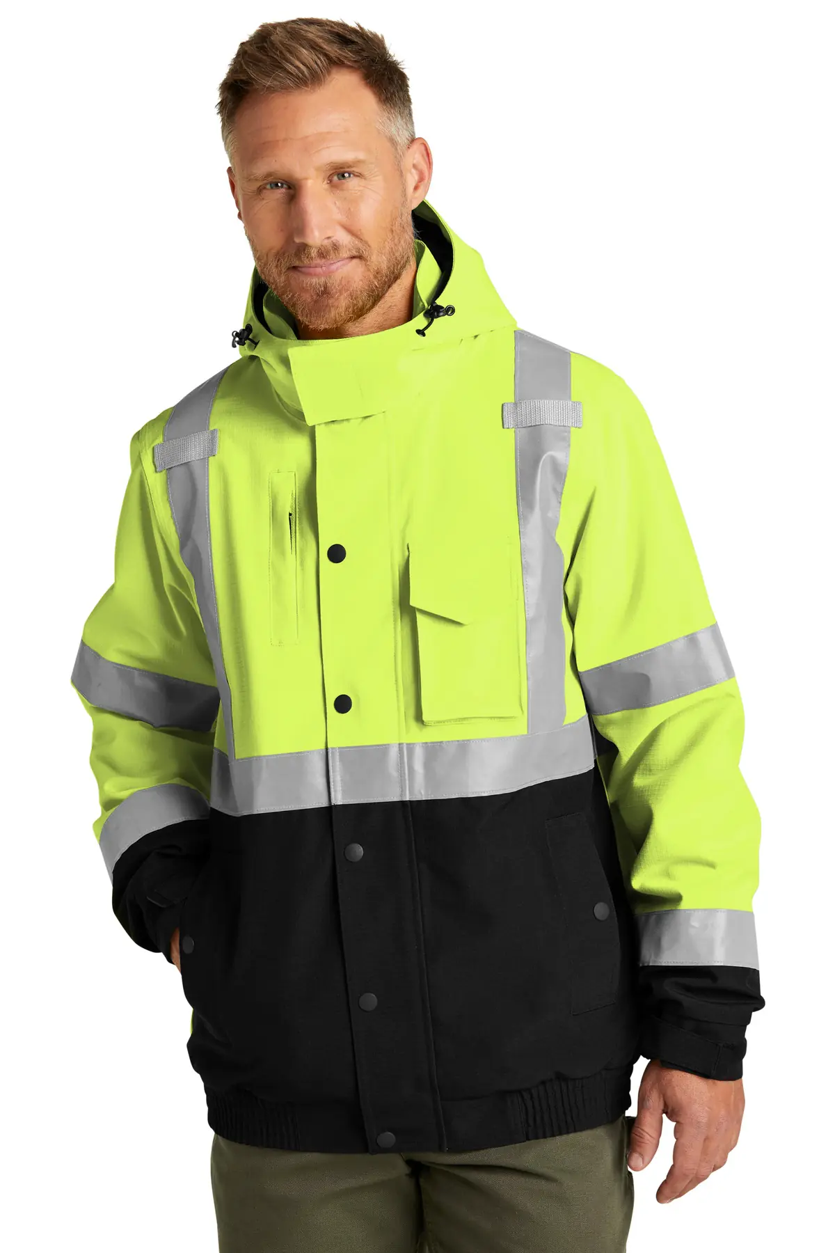 CornerStone ANSI 107 Class 3 Waterproof Insulated Ripstop Bomber Jacket in Safety Yellow