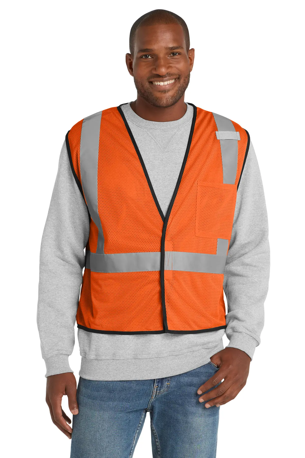 CornerStone ANSI 107 Class 2 Economy Mesh One-Pocket Vest. in Safety Orange