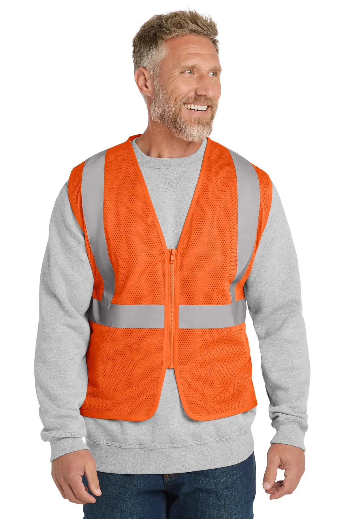 CornerStone ANSI 107 Class 2 Economy Mesh Zippered Vest. in Safety Orange