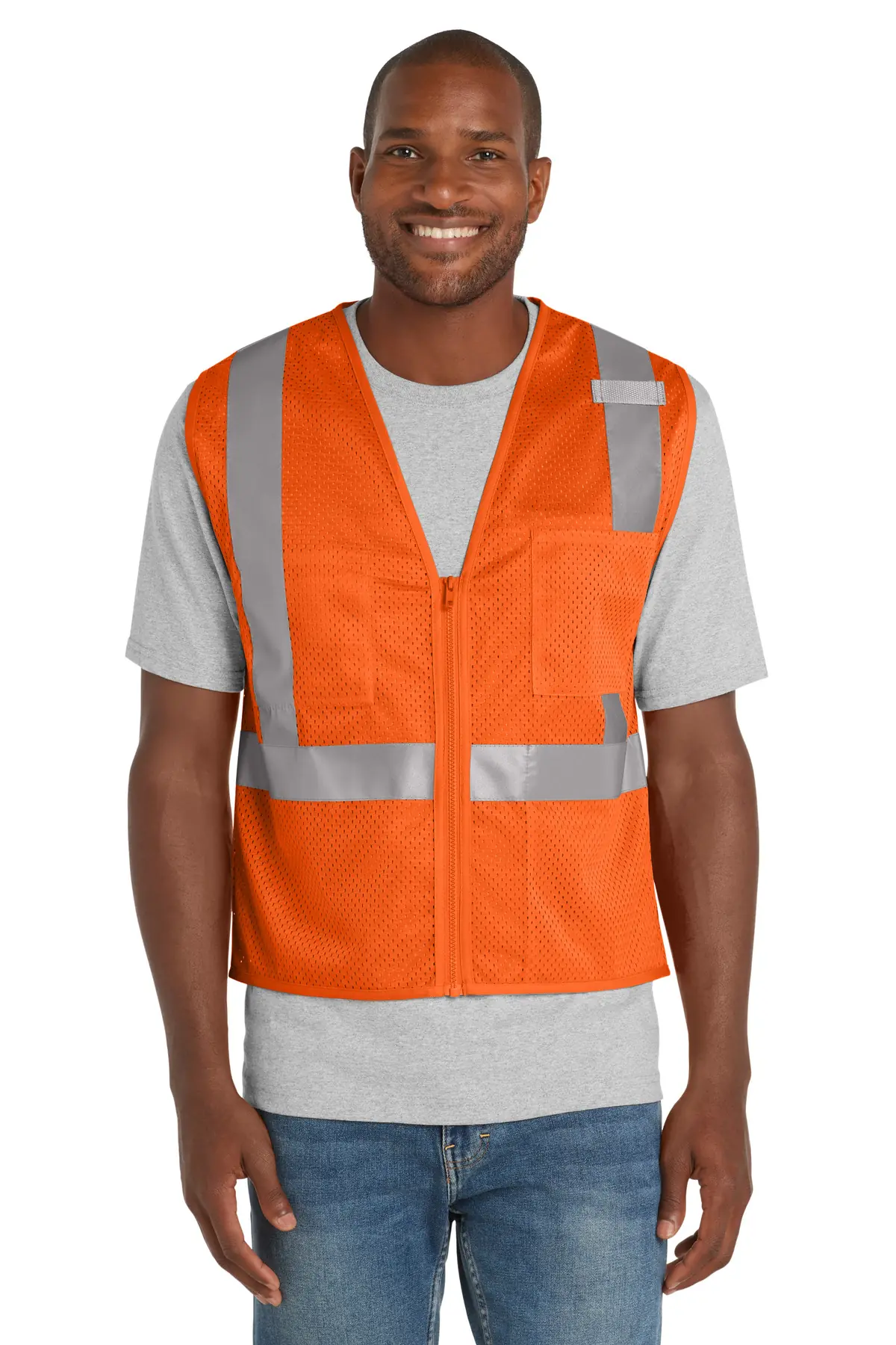 CornerStone ANSI 107 Class 2 Mesh Zippered Vest. in Safety Orange