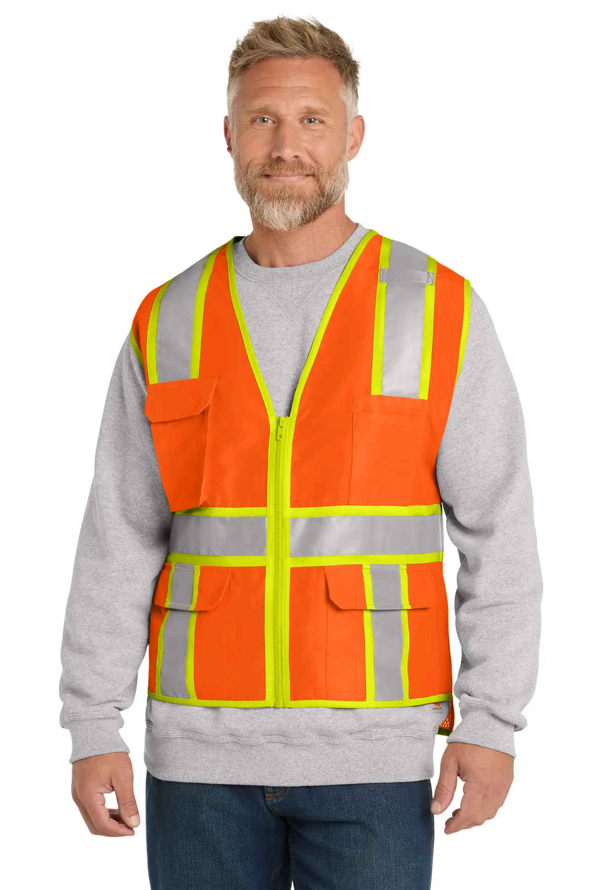 CornerStone ANSI 107 Class 2 Surveyor Zippered Two-Tone Vest. in Safety Orange