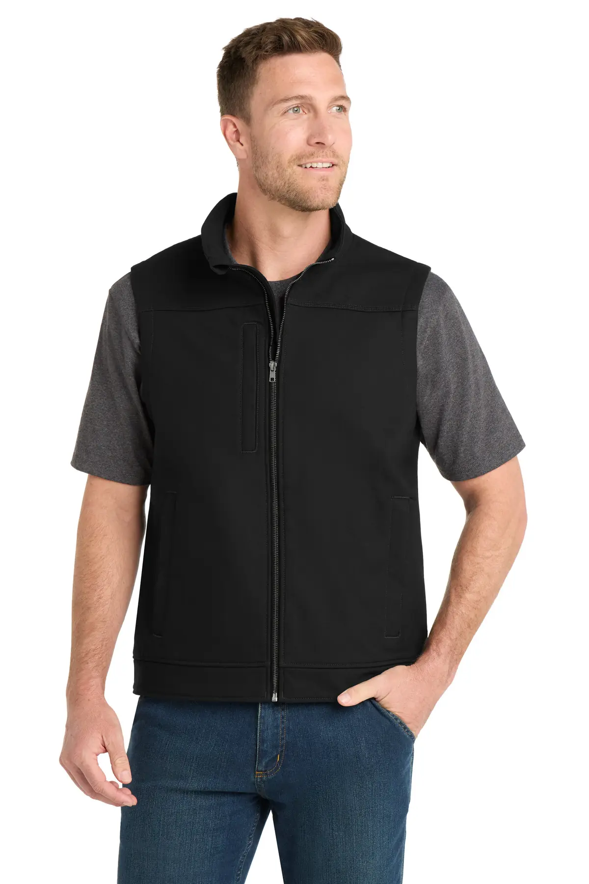CornerStone Duck Bonded Soft Shell Vest in Black