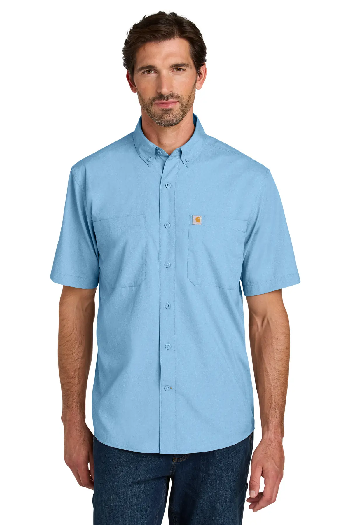 Carhartt Force Sun Defender Short Sleeve Shirt in Fresh Water Blue