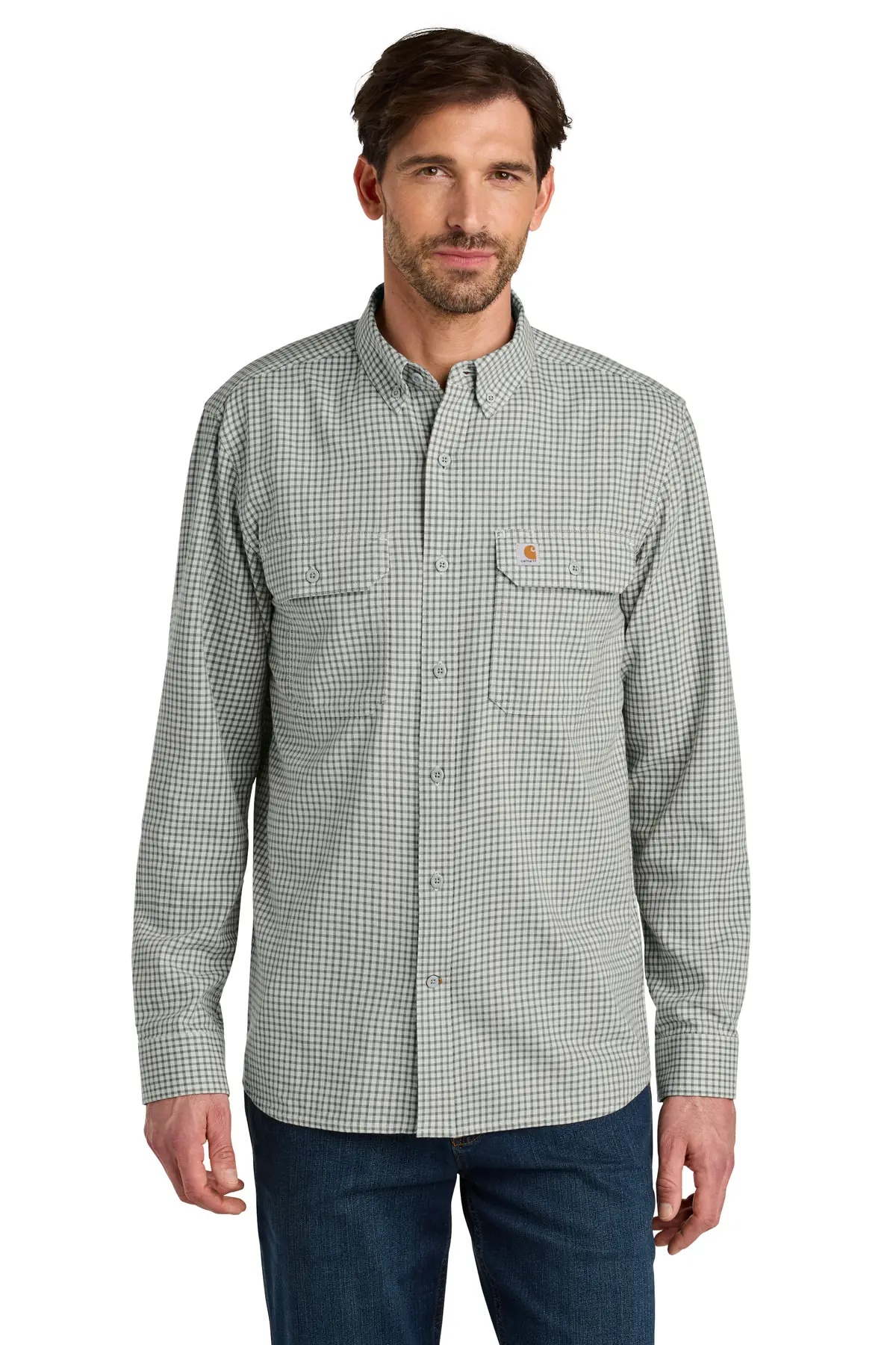 Carhartt Rugged Flex Plaid Long Sleeve Shirt in Check Steel Malt