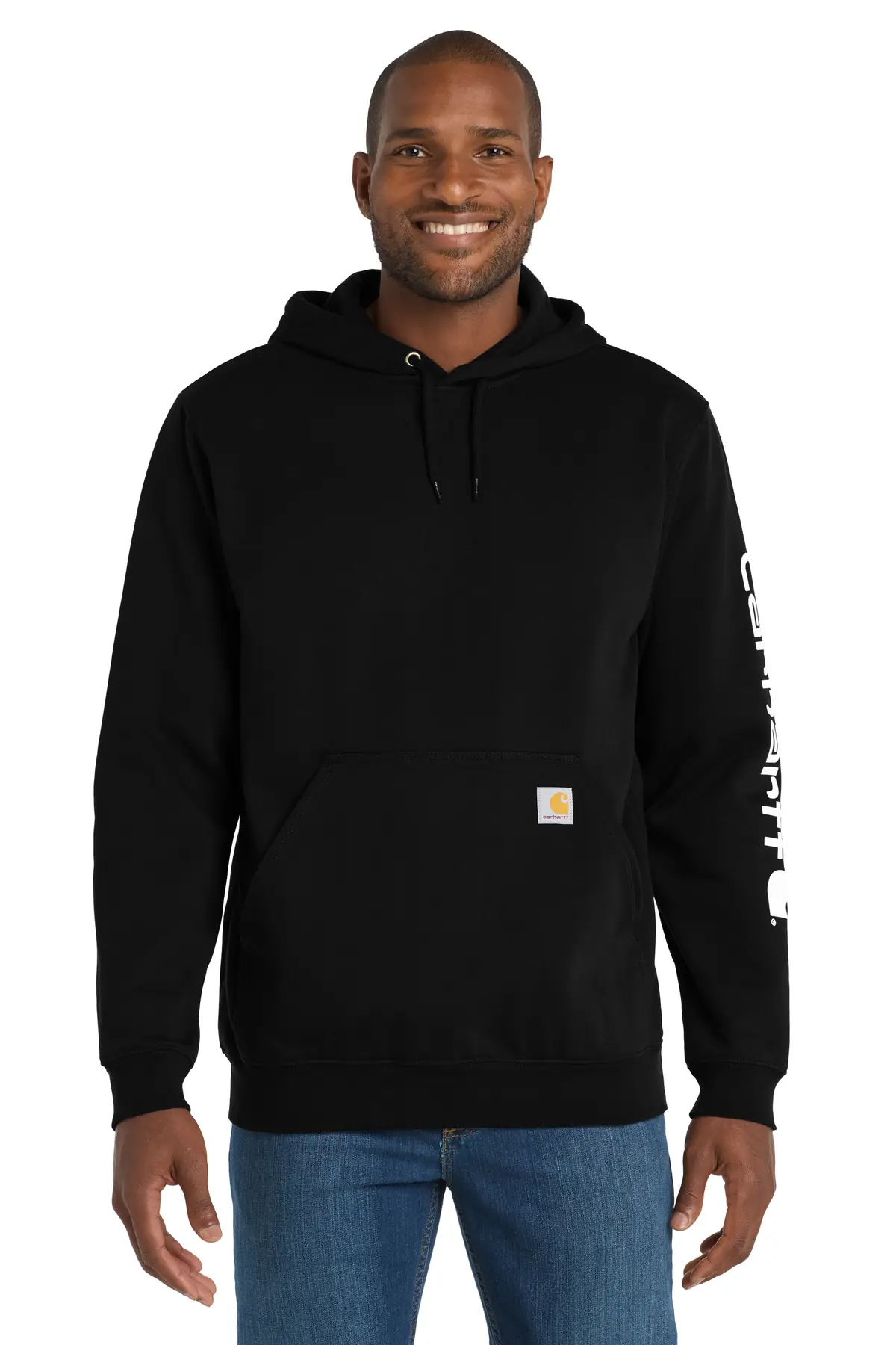 Carhartt Midweight Hooded Logo Sweatshirt in Black