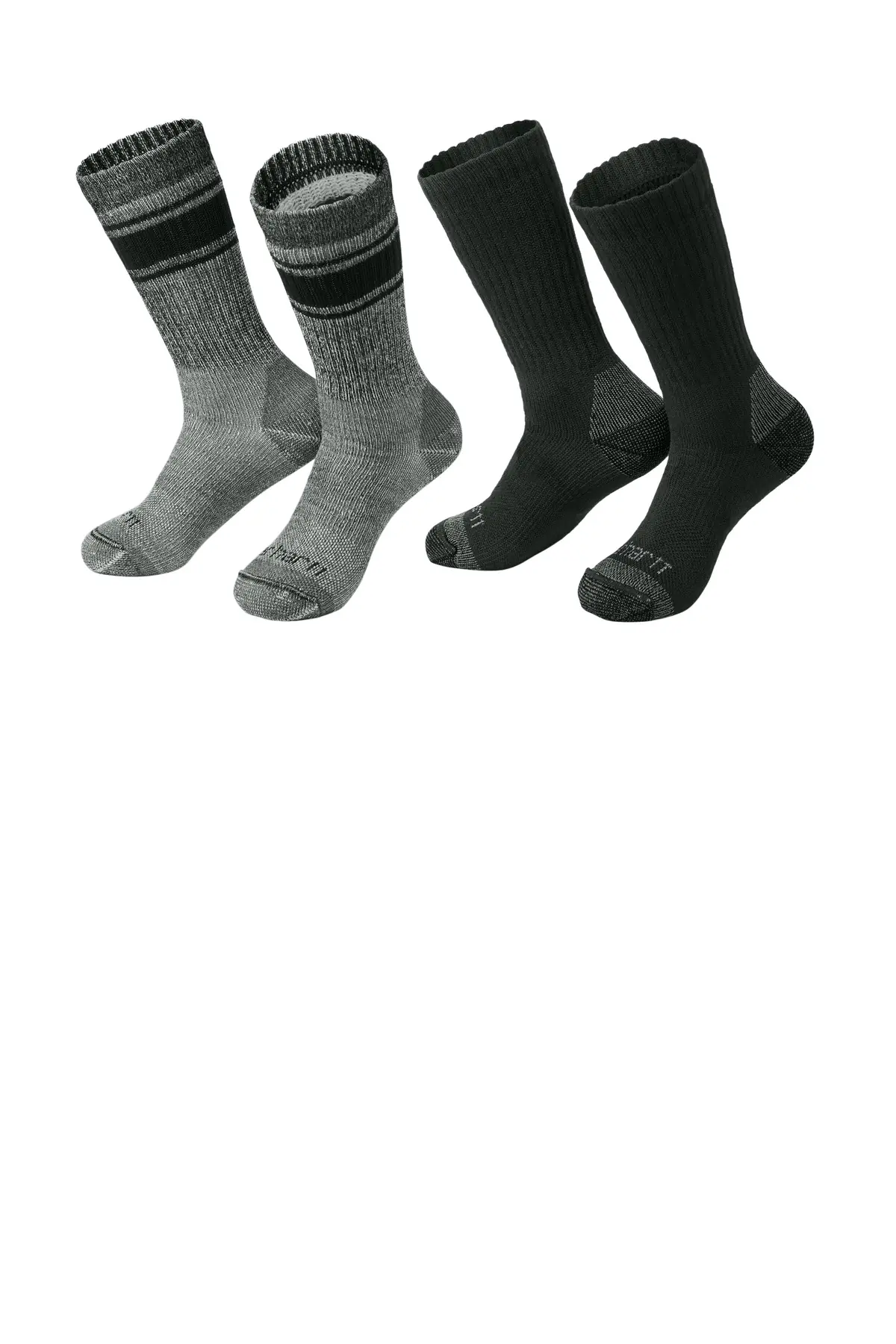 Carhartt Heavyweight Crew Sock (4-Pack) in Assorted Black and Charcoal