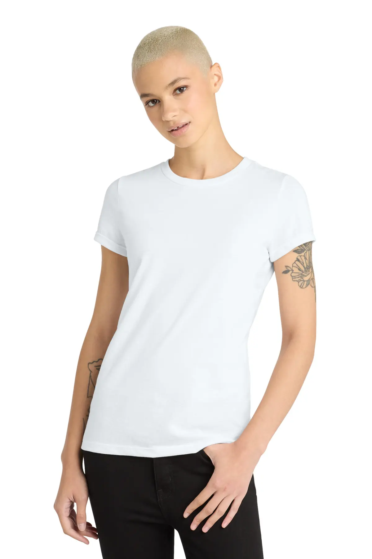 District Women's Perfect Blend CVC Tee. in White