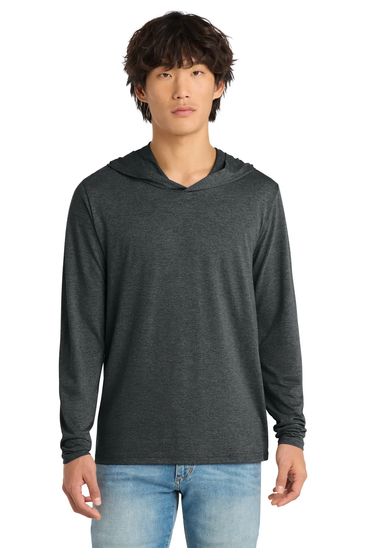 District Perfect Tri Long Sleeve Hoodie. in Black Frost