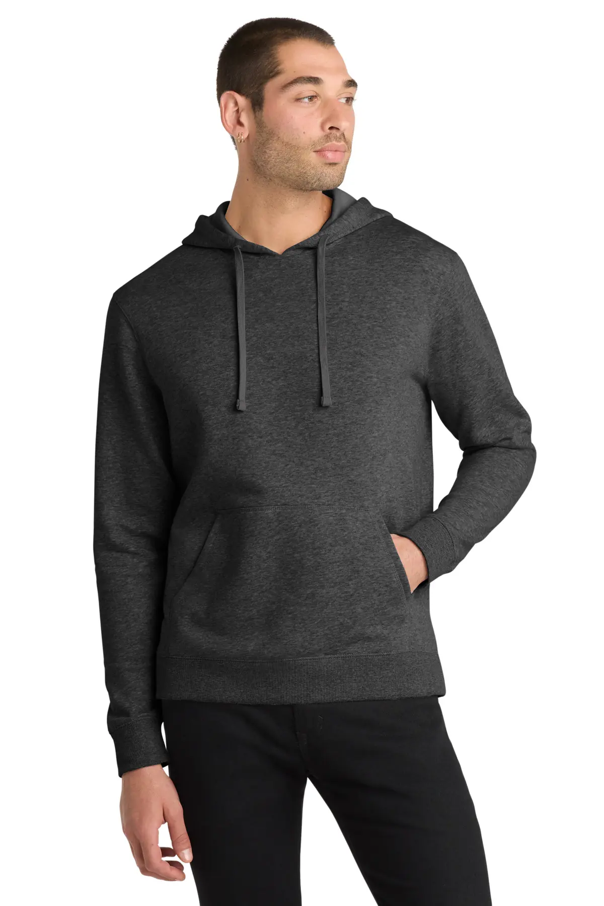 District Lightweight Fleece Hoodie. in Heathered Black