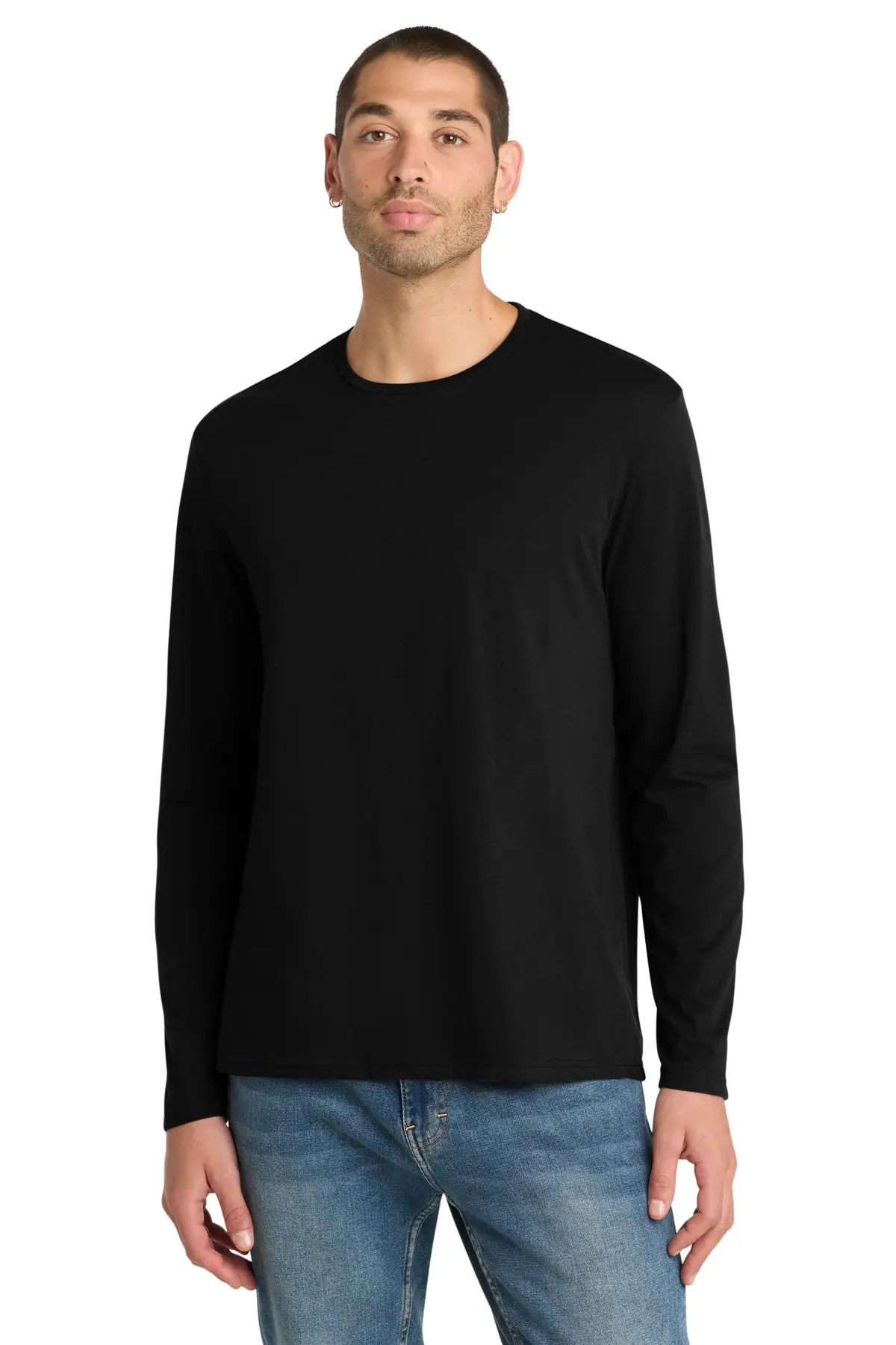 District Perfect Weight Long Sleeve Tee. in Jet Black