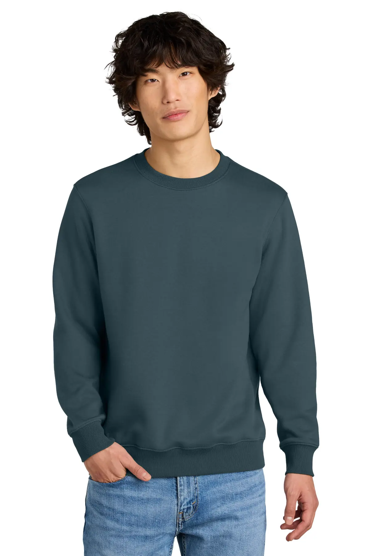 District Perfect Weight Fleece Crew in Deep Steel Blue