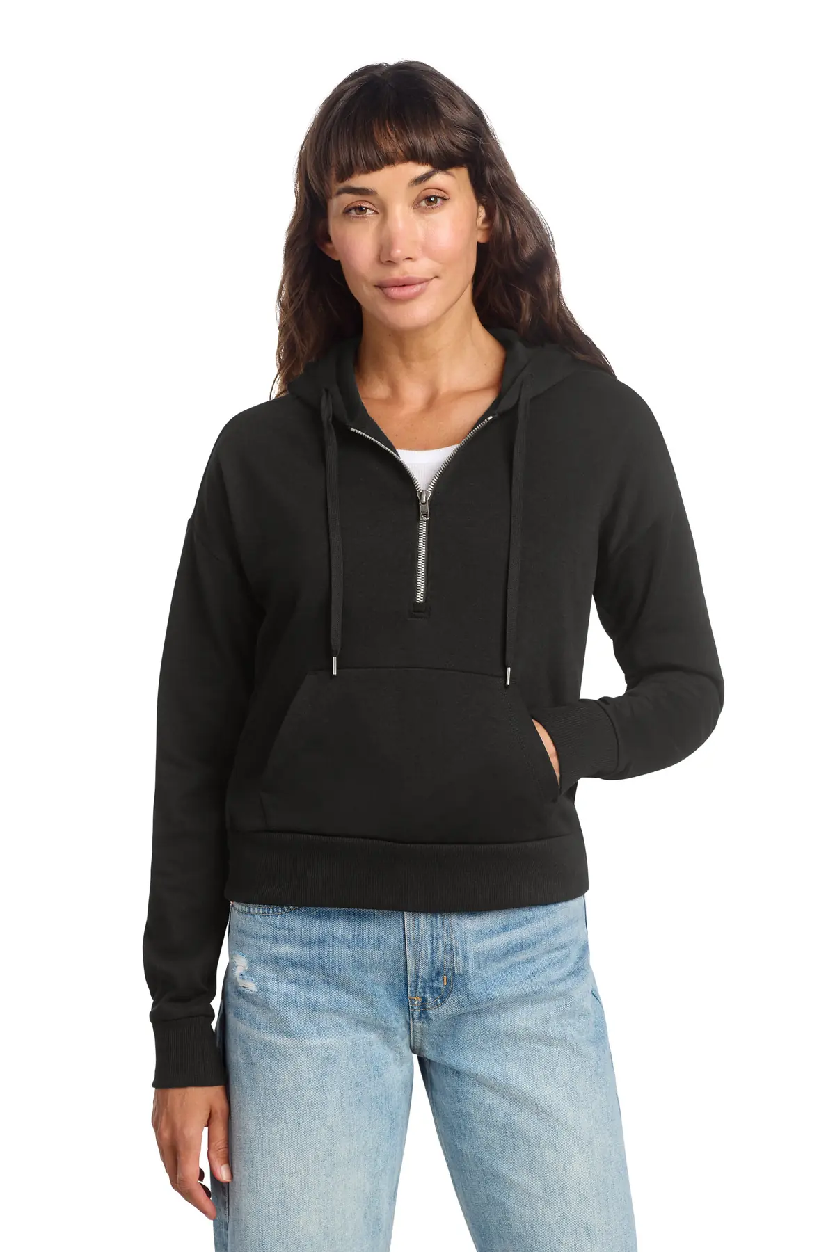 District Women's Perfect Tri Fleece 1/2-Zip Pullover in Black