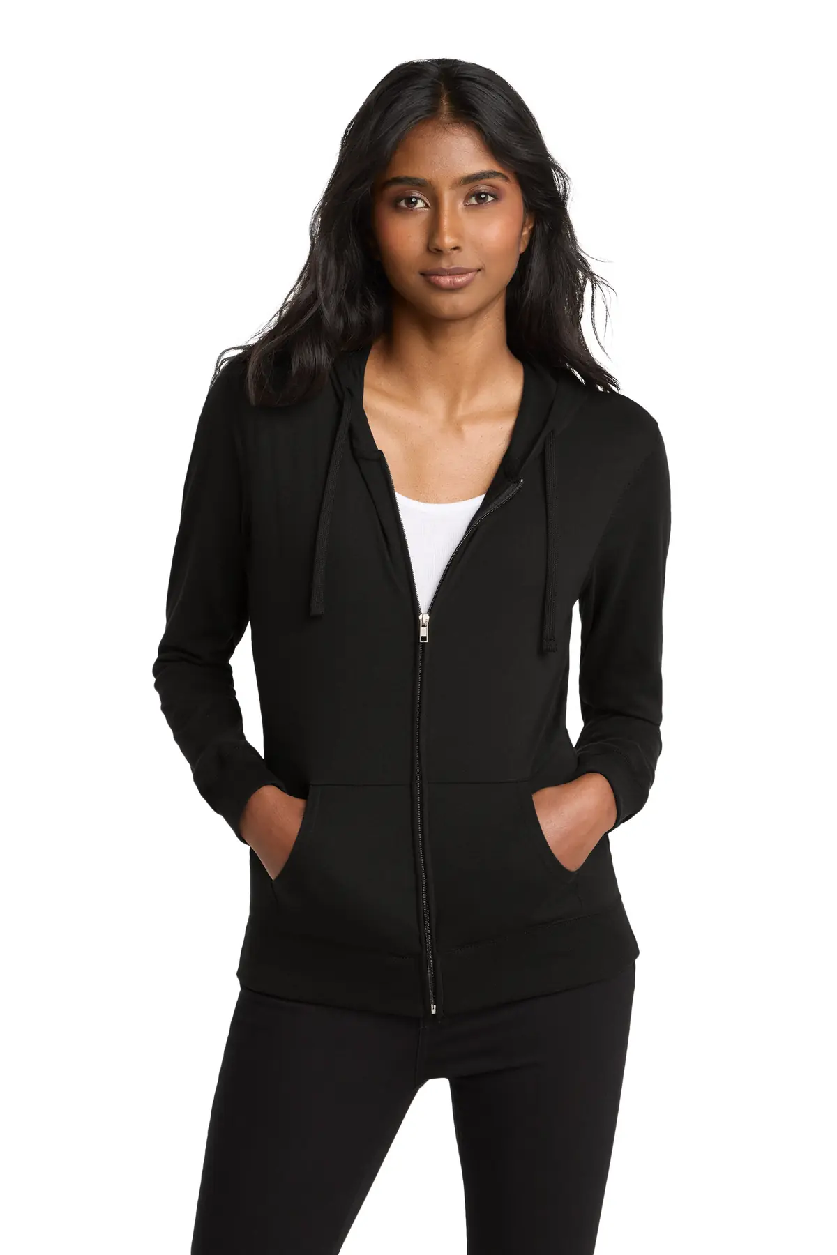 District Women's Fitted Jersey Full-Zip Hoodie.