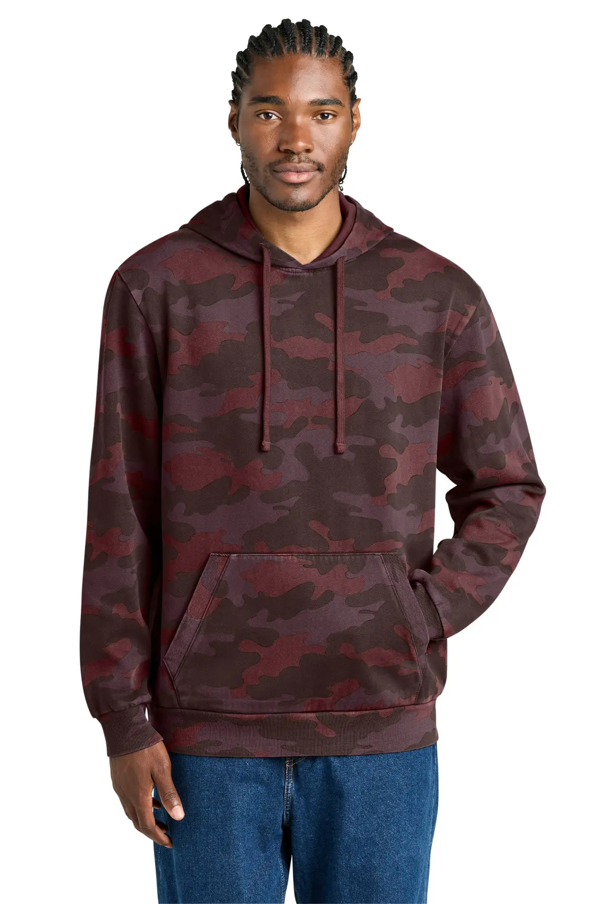 District Wash Camo Fleece Hoodie in Bordeaux