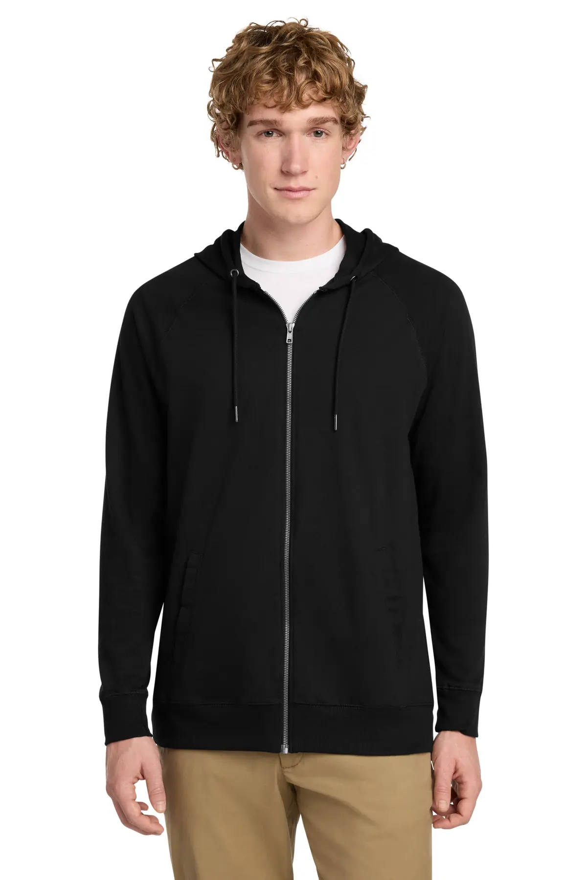 District Featherweight French Terry Full-Zip Hoodie in Black