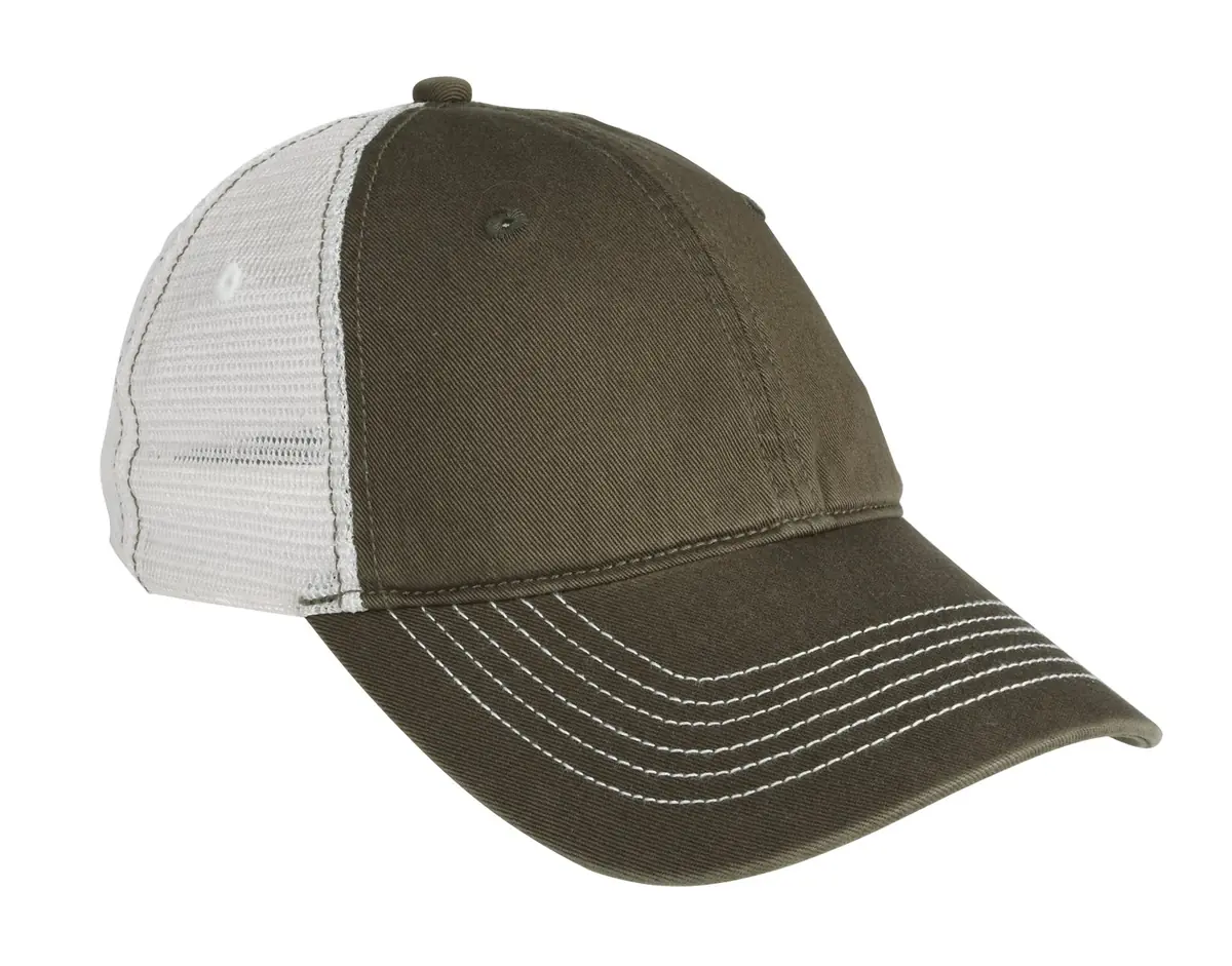 District Mesh Back Cap. in Army/ White