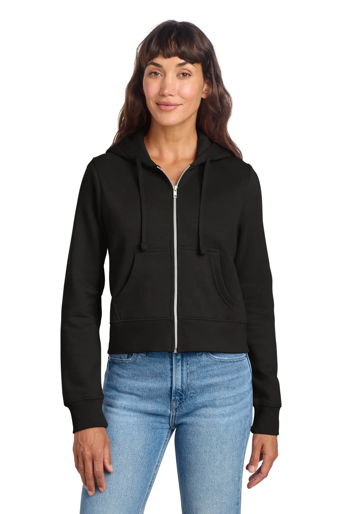 District Women's V.I.T. Fleece Full-Zip Hoodie in Black