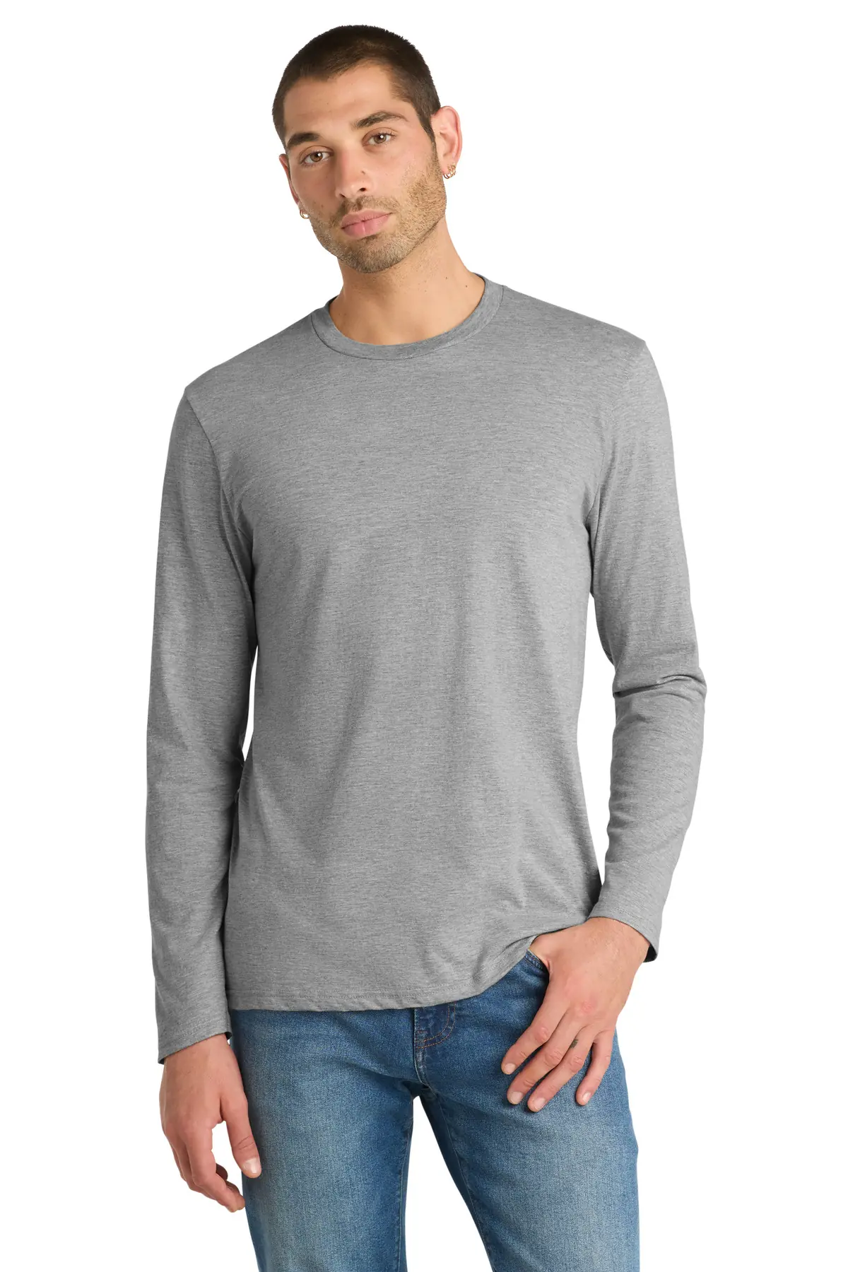 District Very Important Tee Long Sleeve. in Light Heather Grey