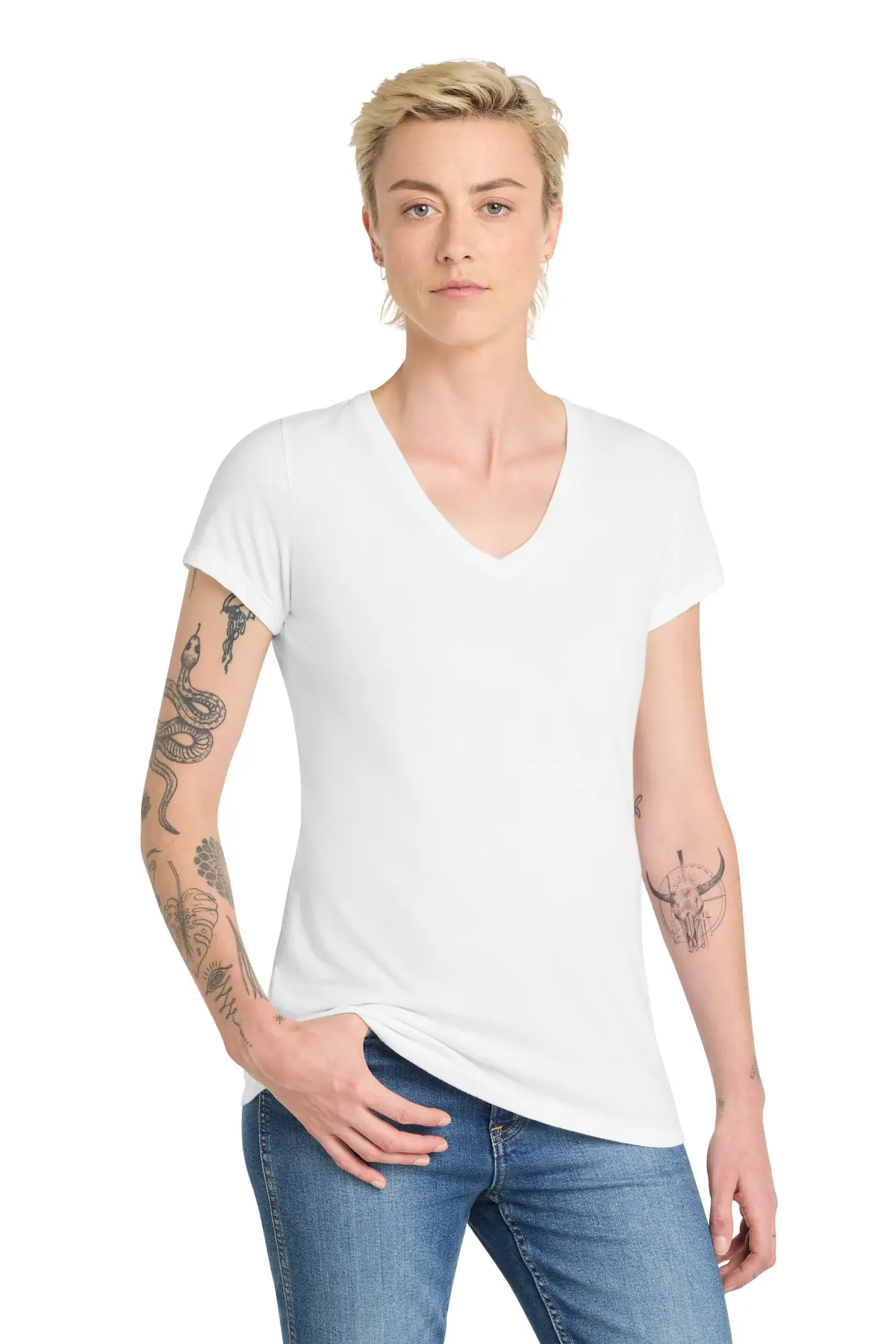 District Women's Very Important Tee V-Neck. in White