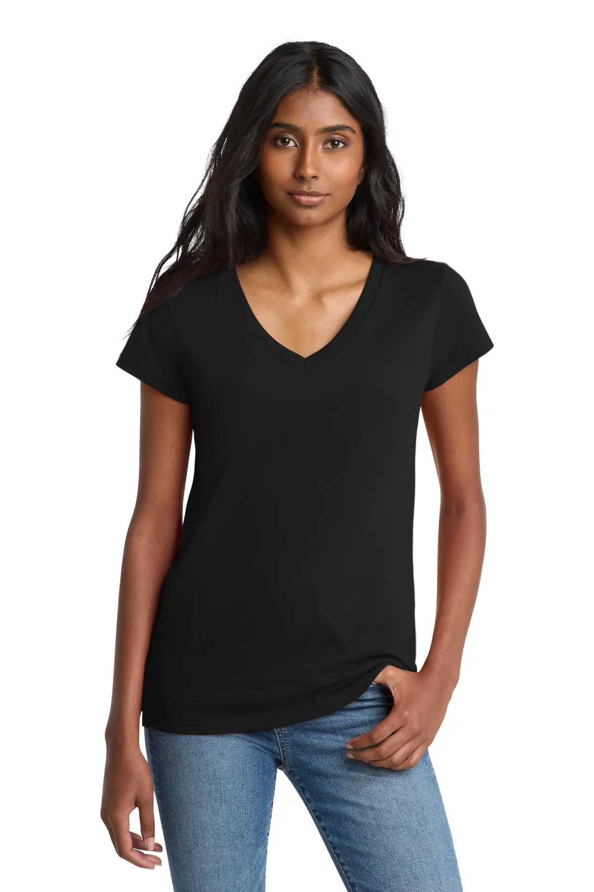 District Women's Re-Tee V-Neck in Black