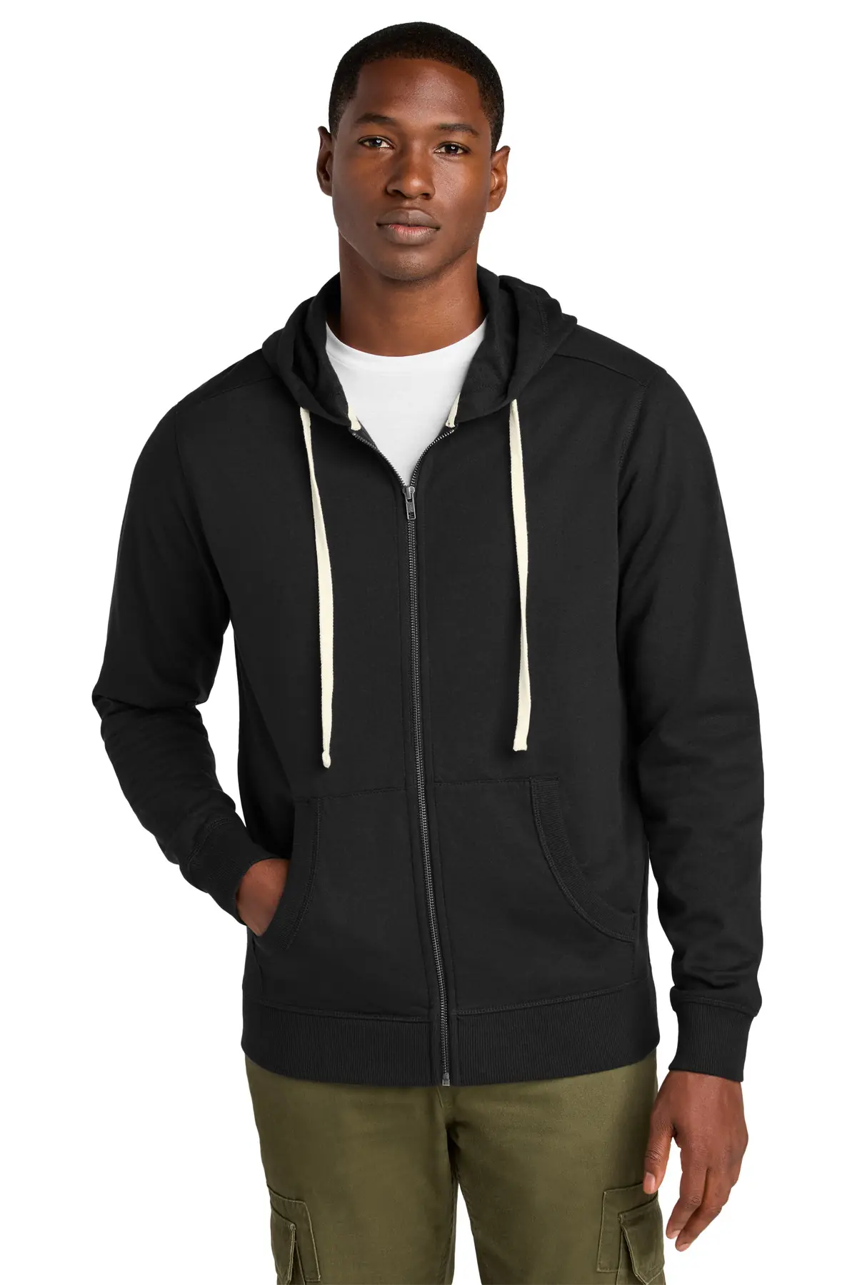 District Re-FleeceFull-Zip Hoodie in Black
