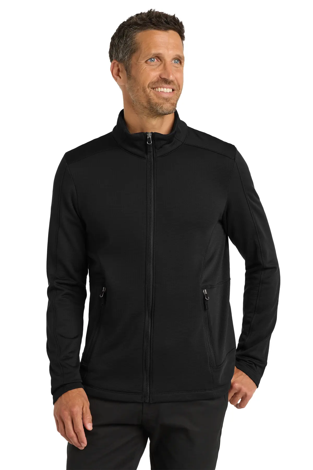 Port Authority Grid Fleece Jacket. in Deep Black