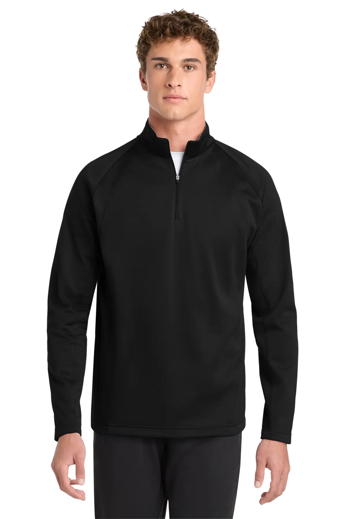 Sport-Tek Sport-Wick Fleece 1/4-Zip Pullover. in Black/ Silver