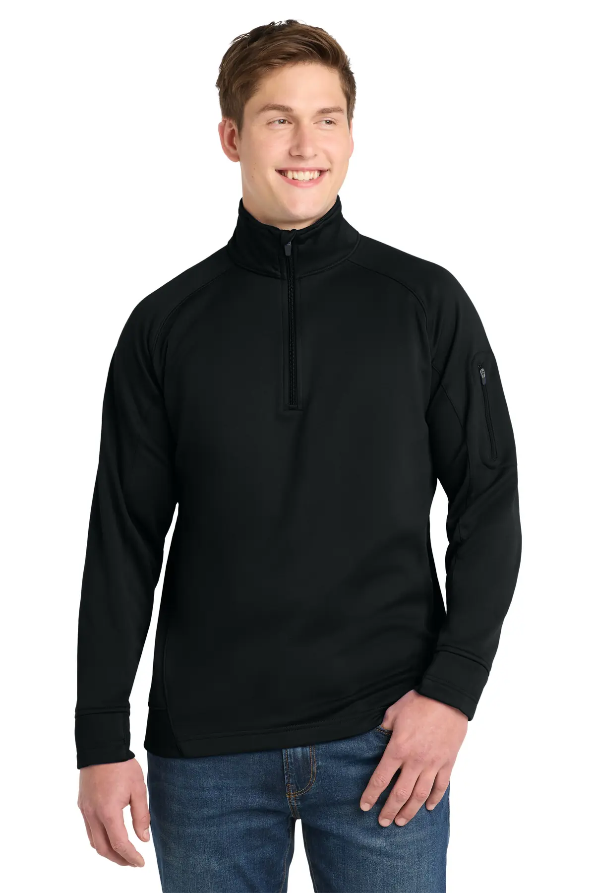 Sport-Tek Tech Fleece 1/4-Zip Pullover. in Black