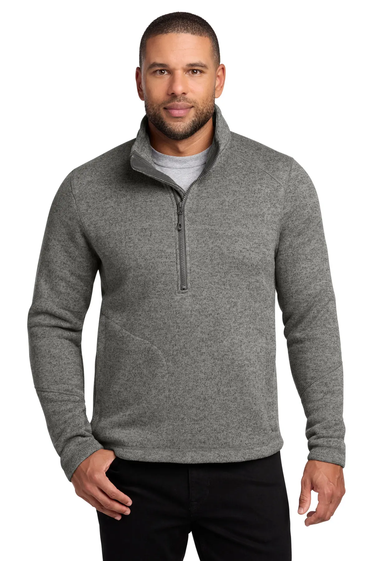 Port Authority Arc Sweater Fleece 1/4-Zip in Deep Smoke Heather