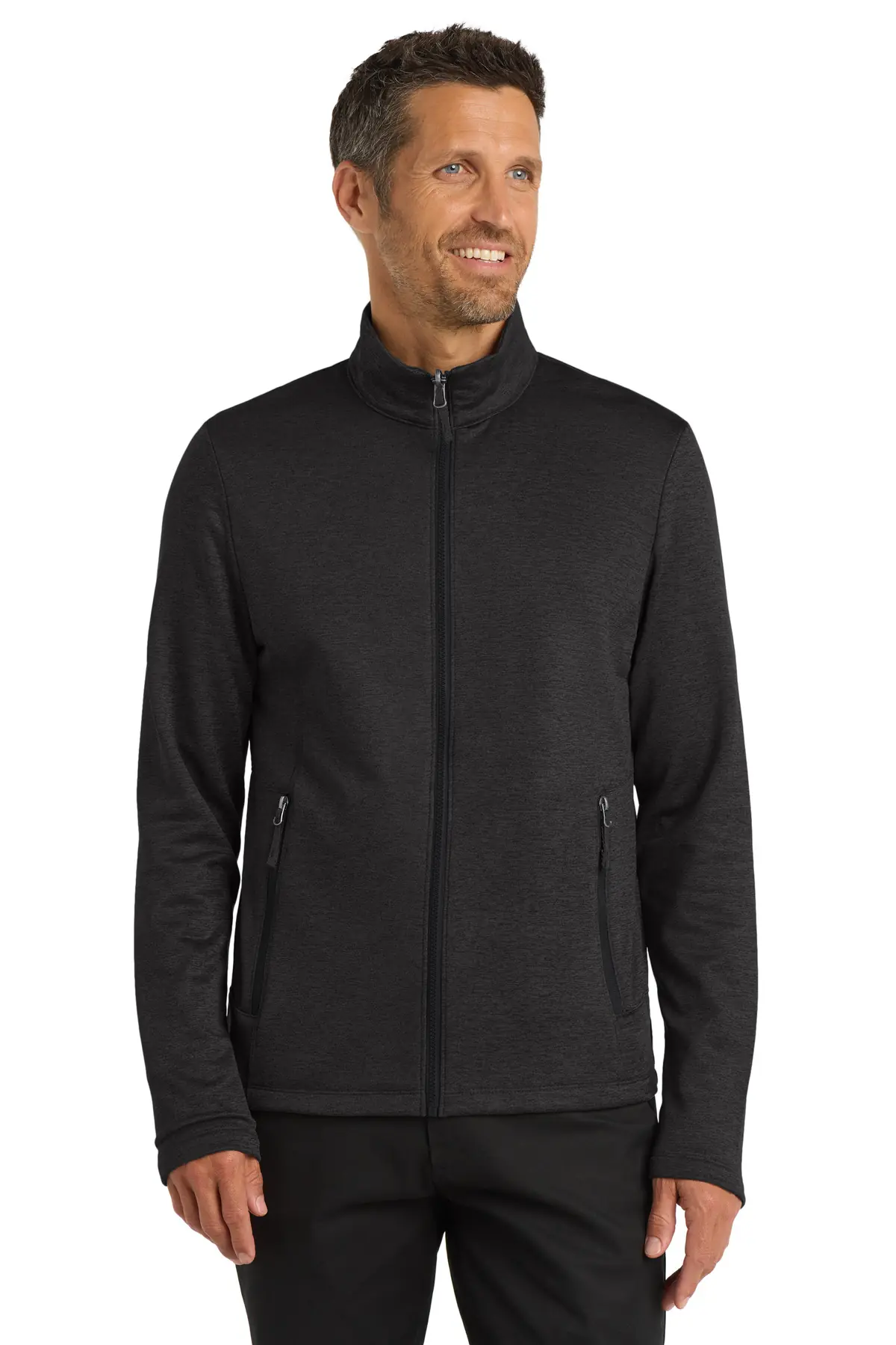 Port Authority Collective Striated Fleece Jacket. in Deep Black Heather