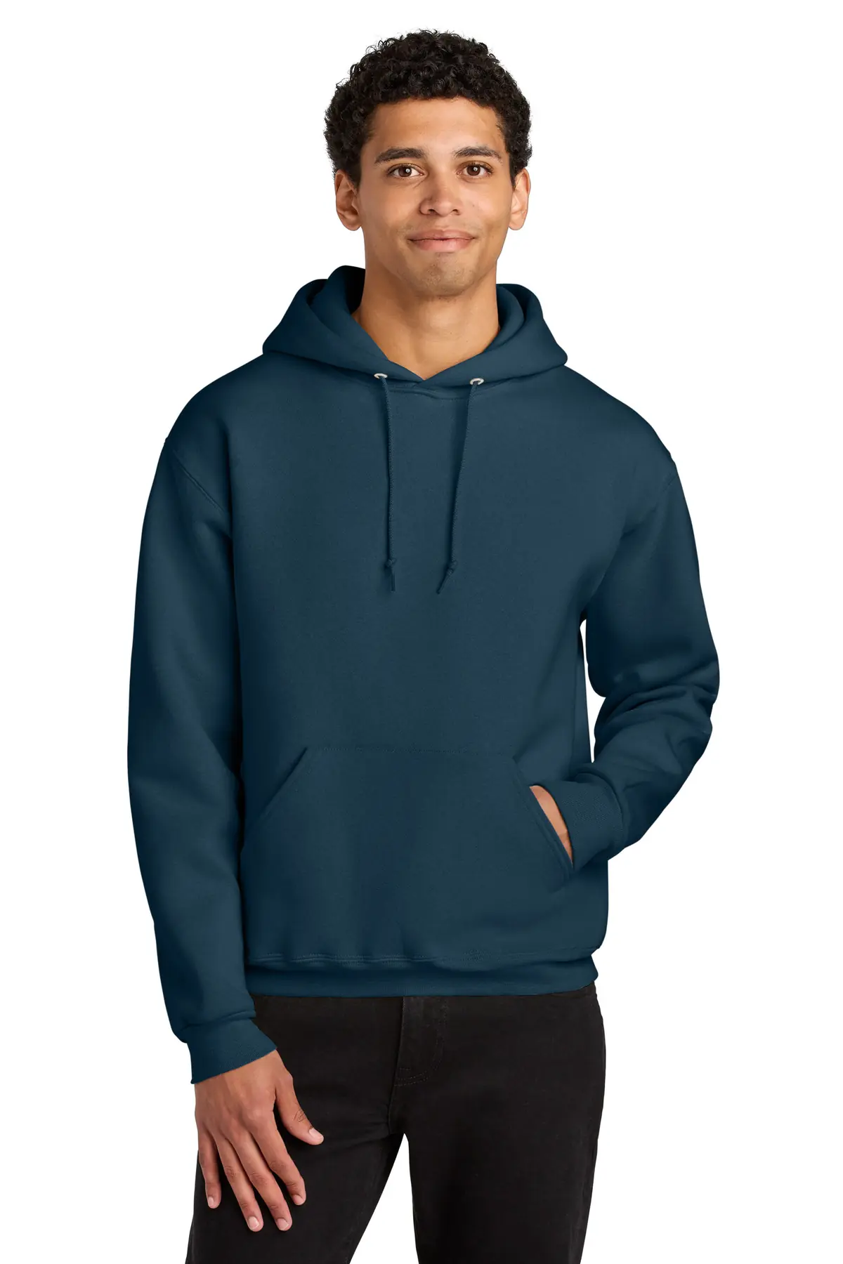 Jerzees Rugged Unisex Hooded Sweatshirt in Washed Navy