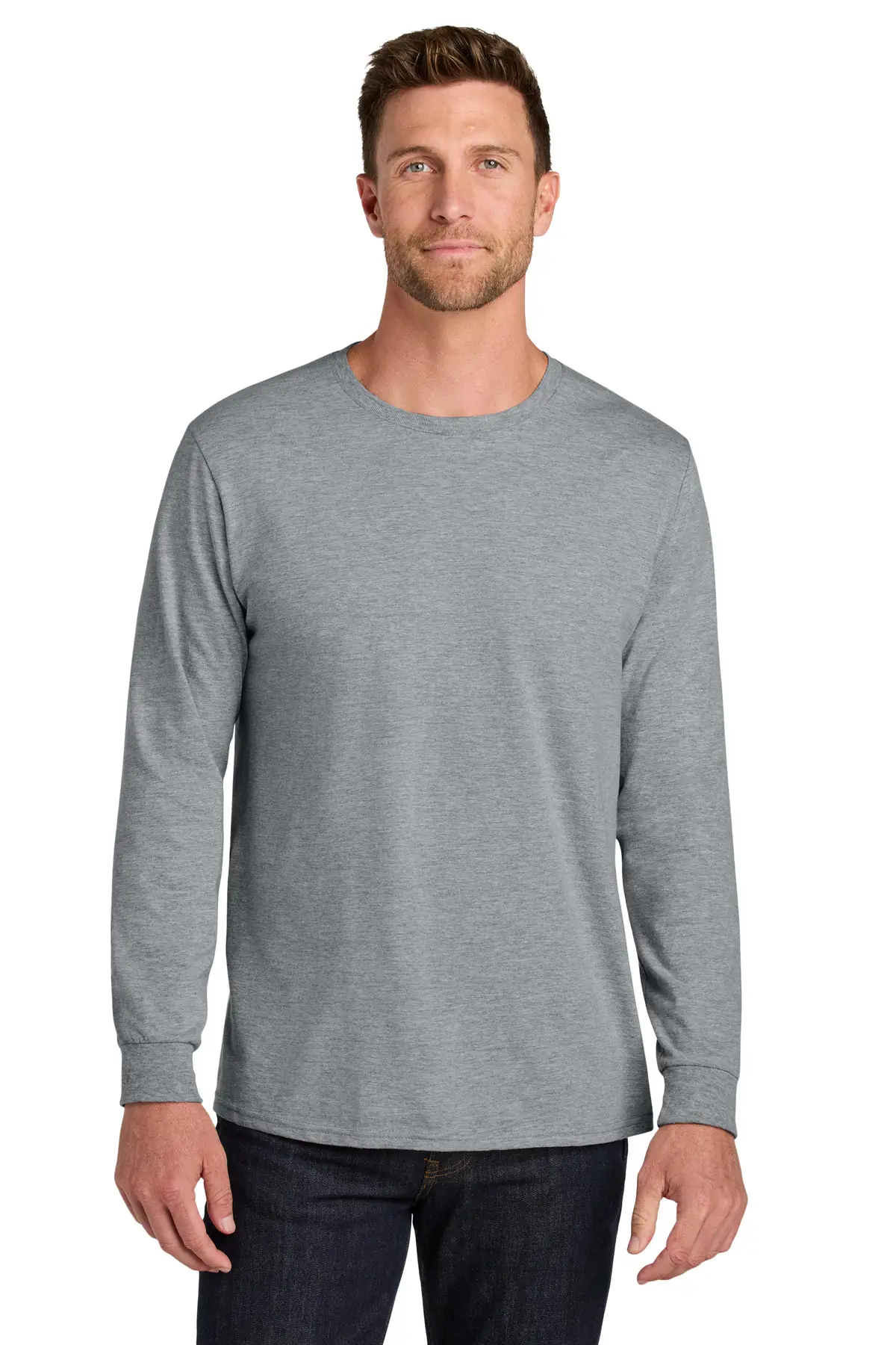 Jerzees Ultimate Unisex Ring Spun Long Sleeve T-Shirt in Athletic Heather