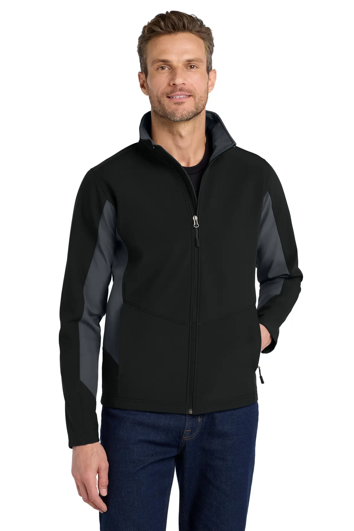 Port Authority Core Colorblock Soft Shell Jacket. in Black/ Battleship Grey