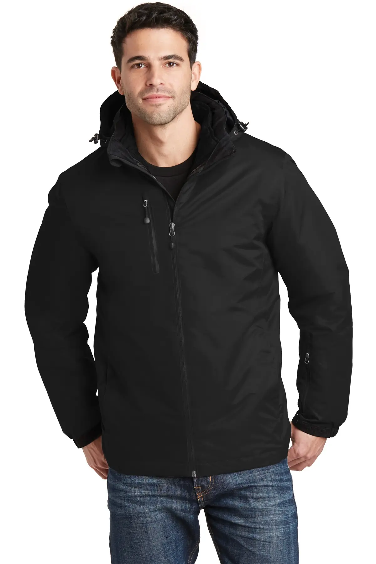 Port Authority Vortex Waterproof 3-in-1 Jacket. in Black/ Black