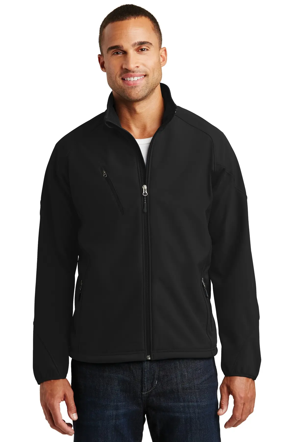 Port Authority Textured Soft Shell Jacket. in Black