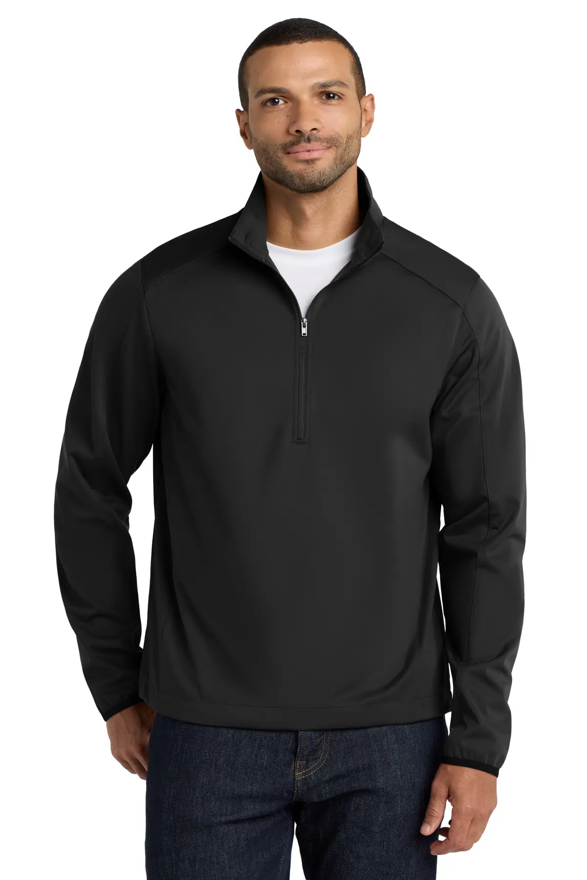 Port Authority Active 1/2-Zip Soft Shell Jacket. in Deep Black