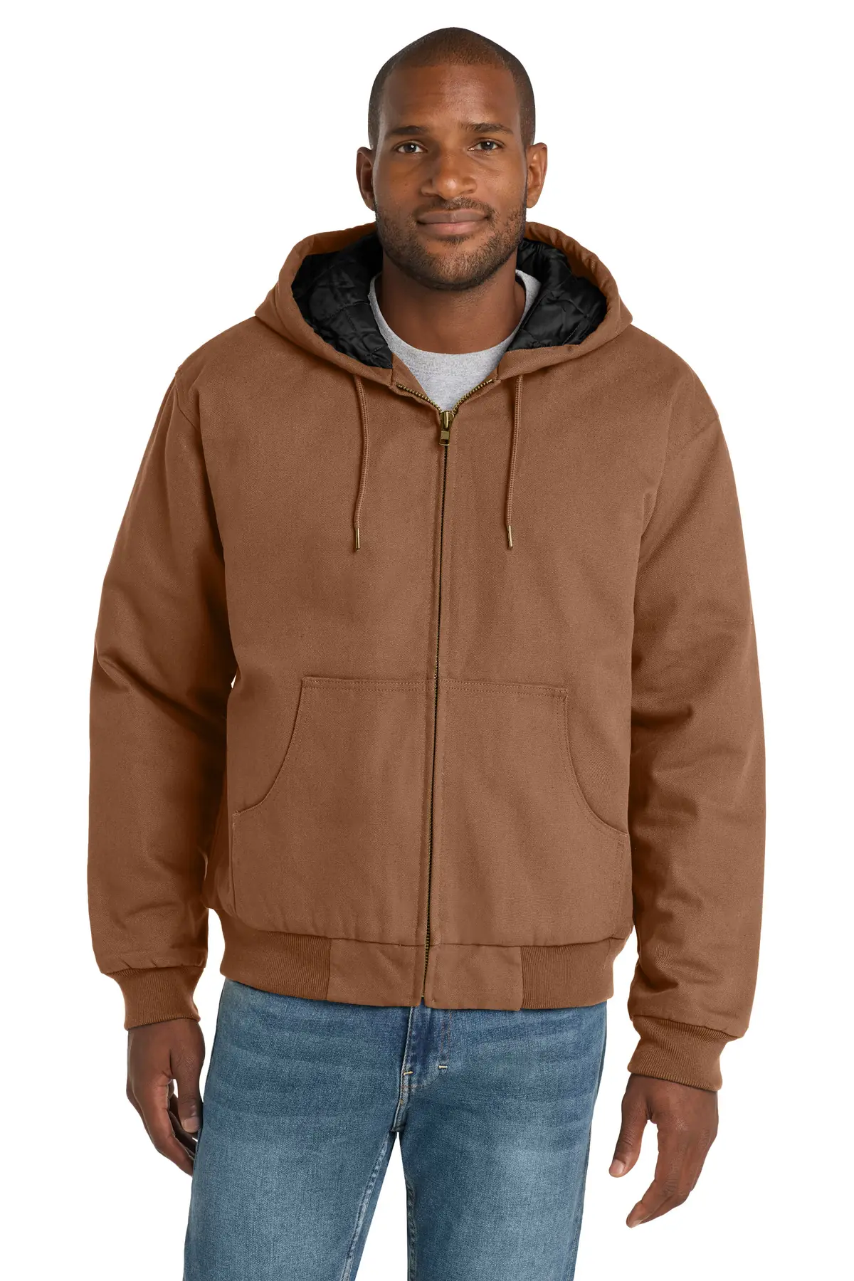 CornerStone - Duck Cloth Hooded Work Jacket. in Duck Brown