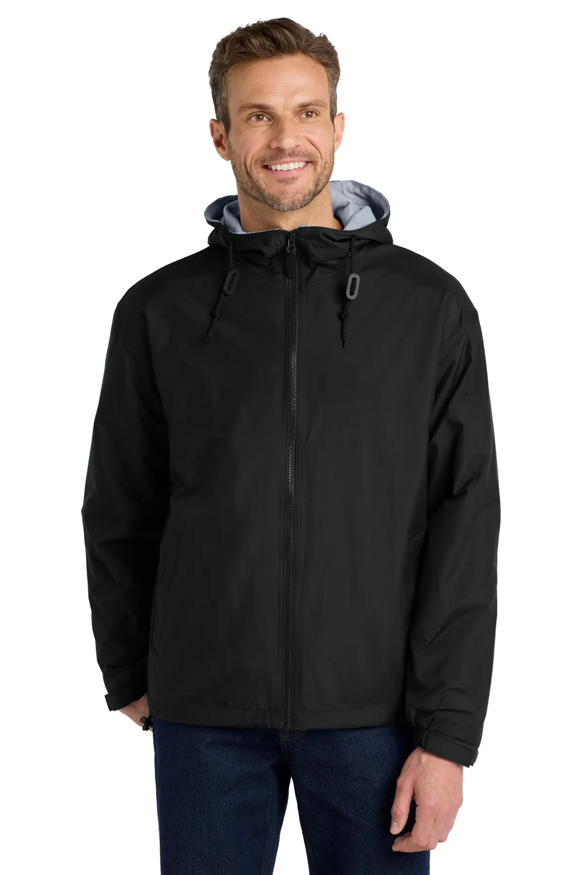 Port Authority Team Jacket. in Black/ Light Oxford