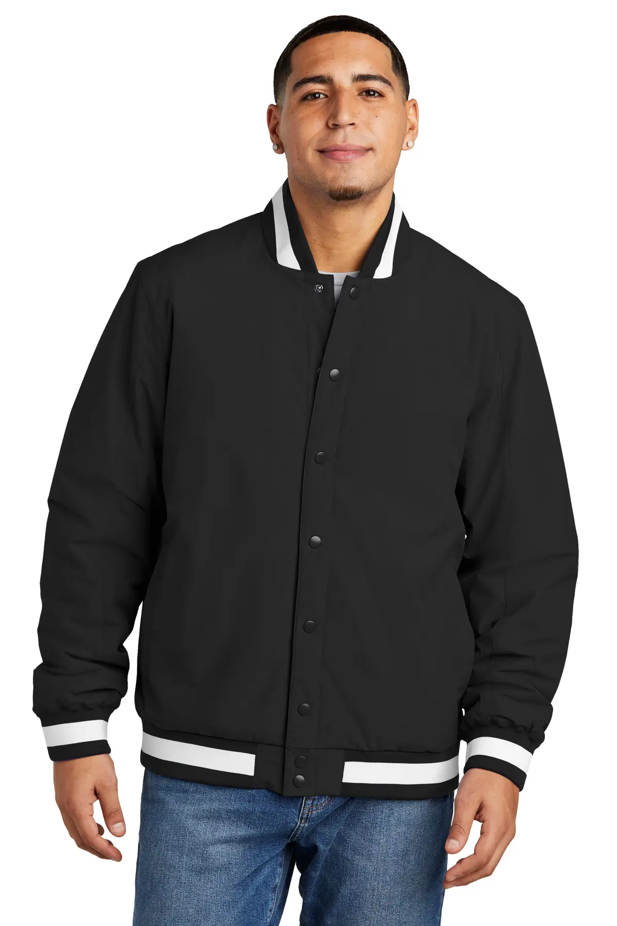 Sport-Tek Insulated Varsity Jacket in Black