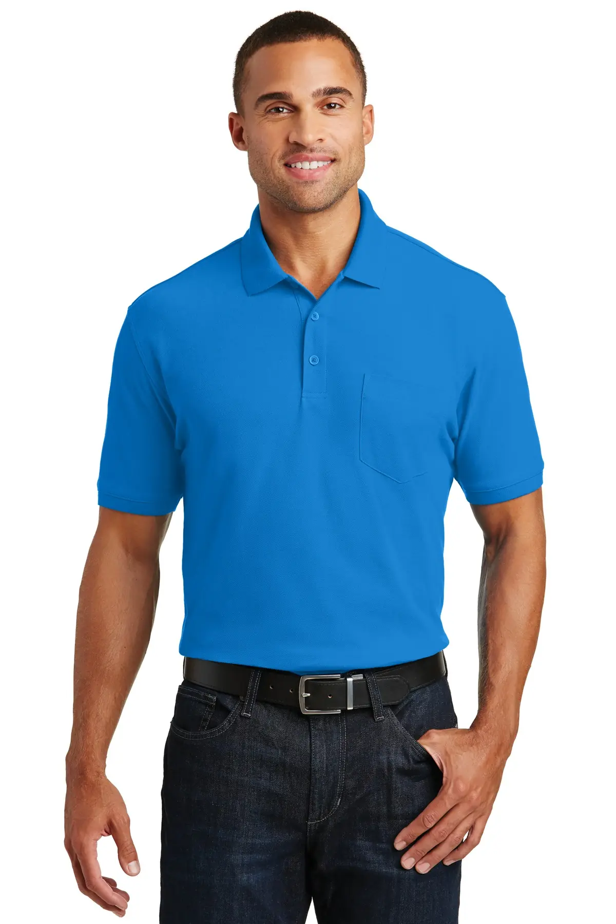 Port Authority Core Classic Pique Pocket Polo. in Coastal Blue