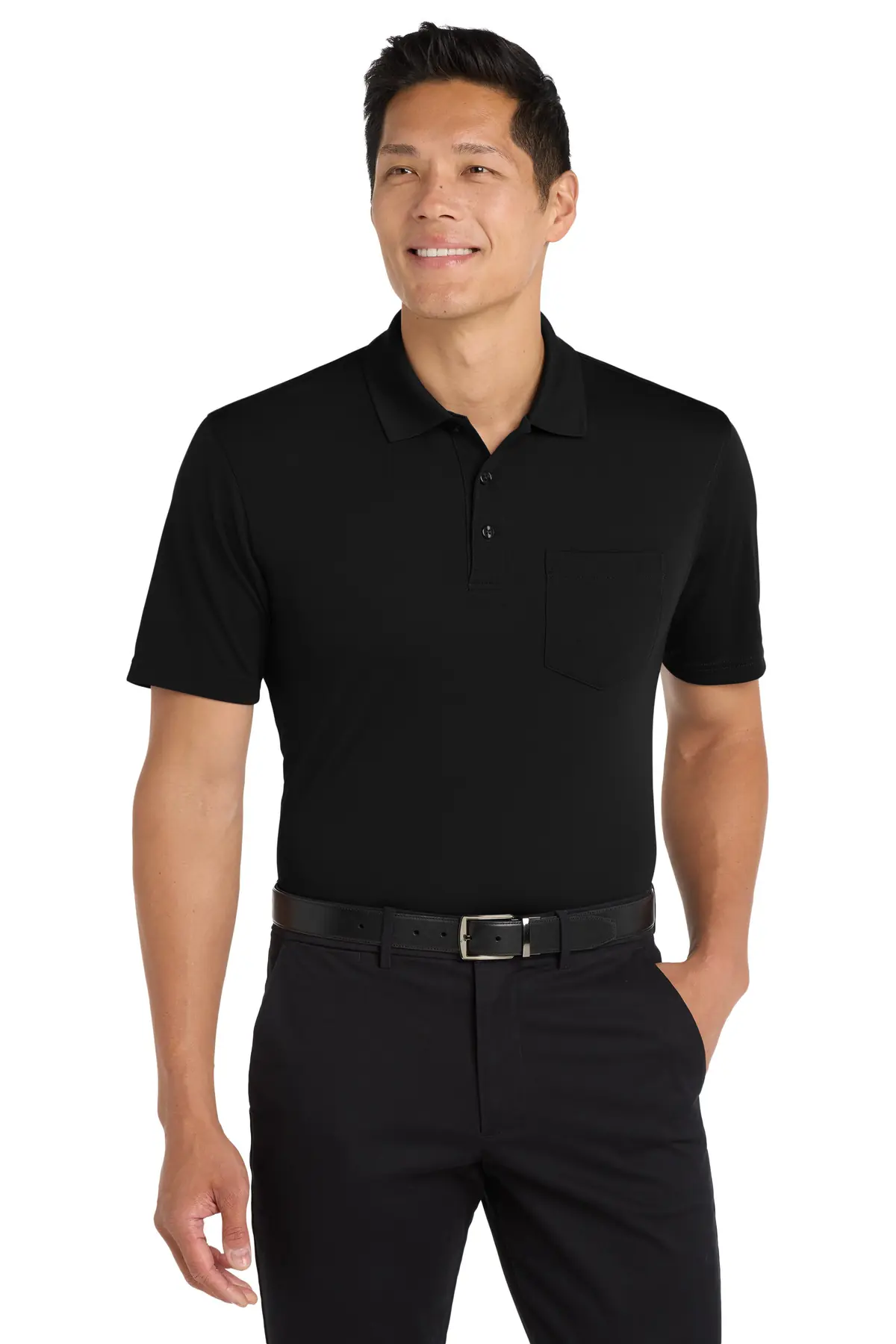 Port Authority Dry Zone UV Micro-Mesh Pocket Polo. in Deep Black