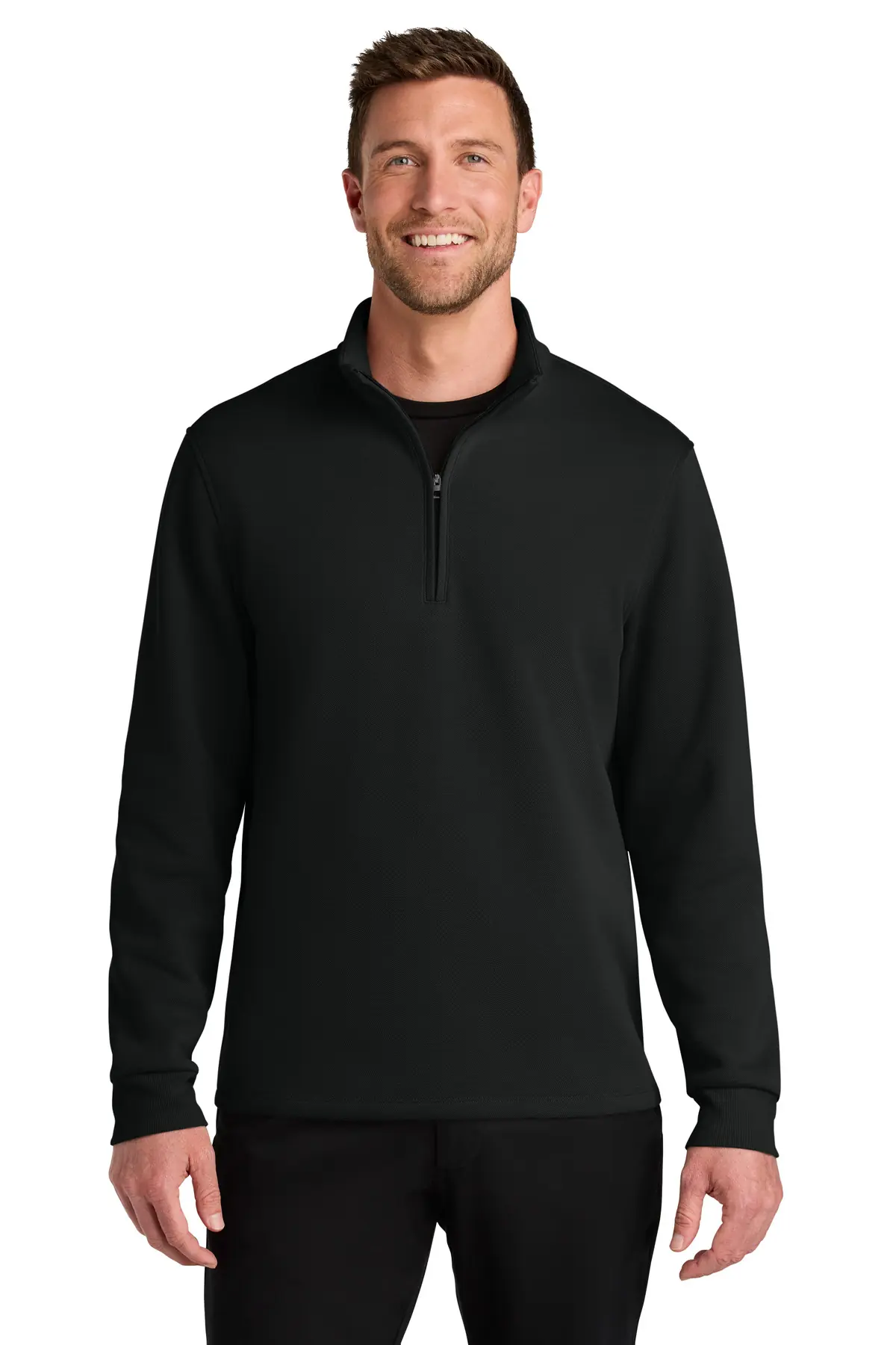 Port Authority Wearever Signature Double Pique 1/4-Zip in Deep Black