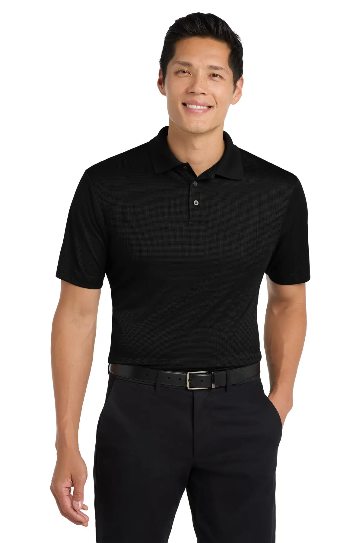Port Authority Performance Fine Jacquard Polo. in Black