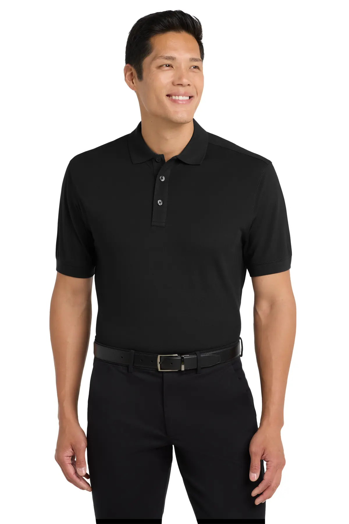 Port Authority Stretch Pique Polo. in Black