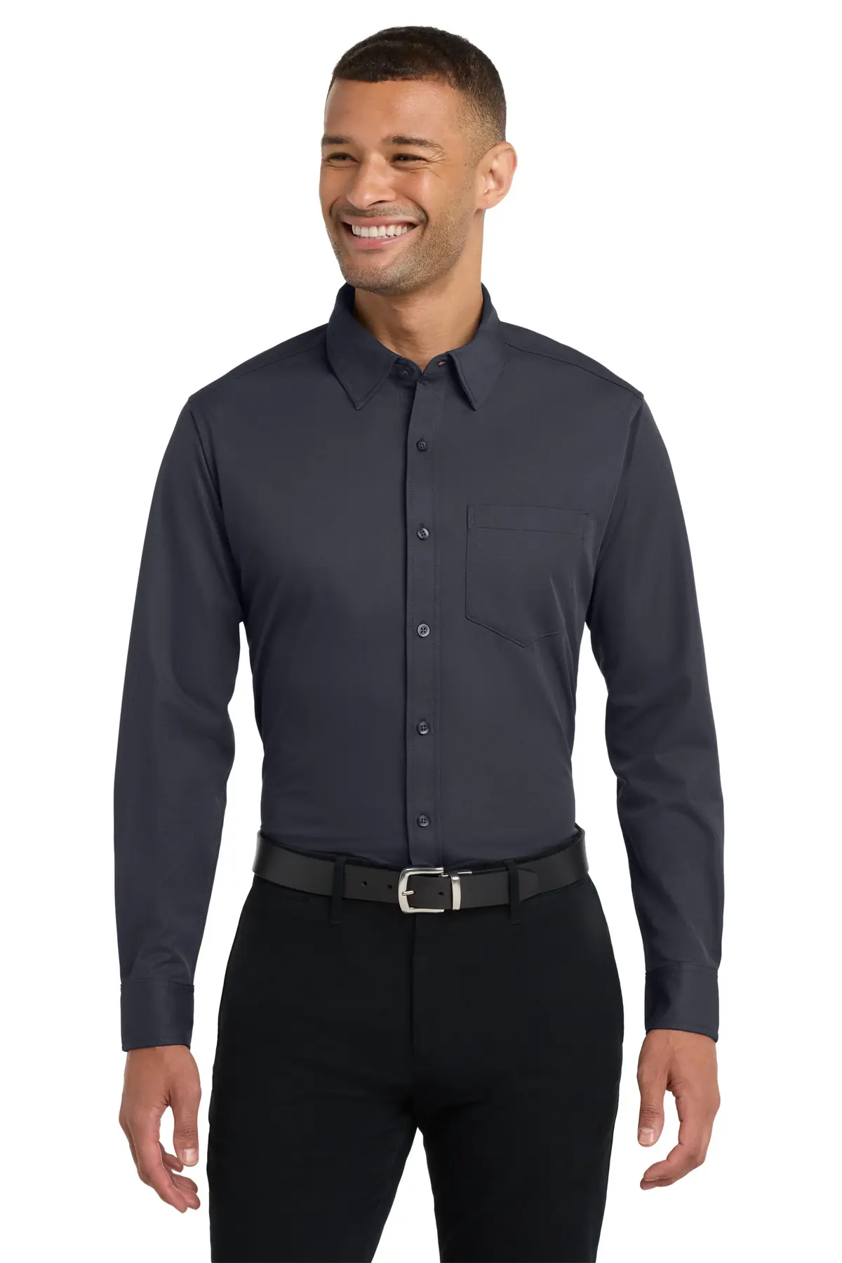 Port Authority Dimension Knit Dress Shirt. in Battleship Grey